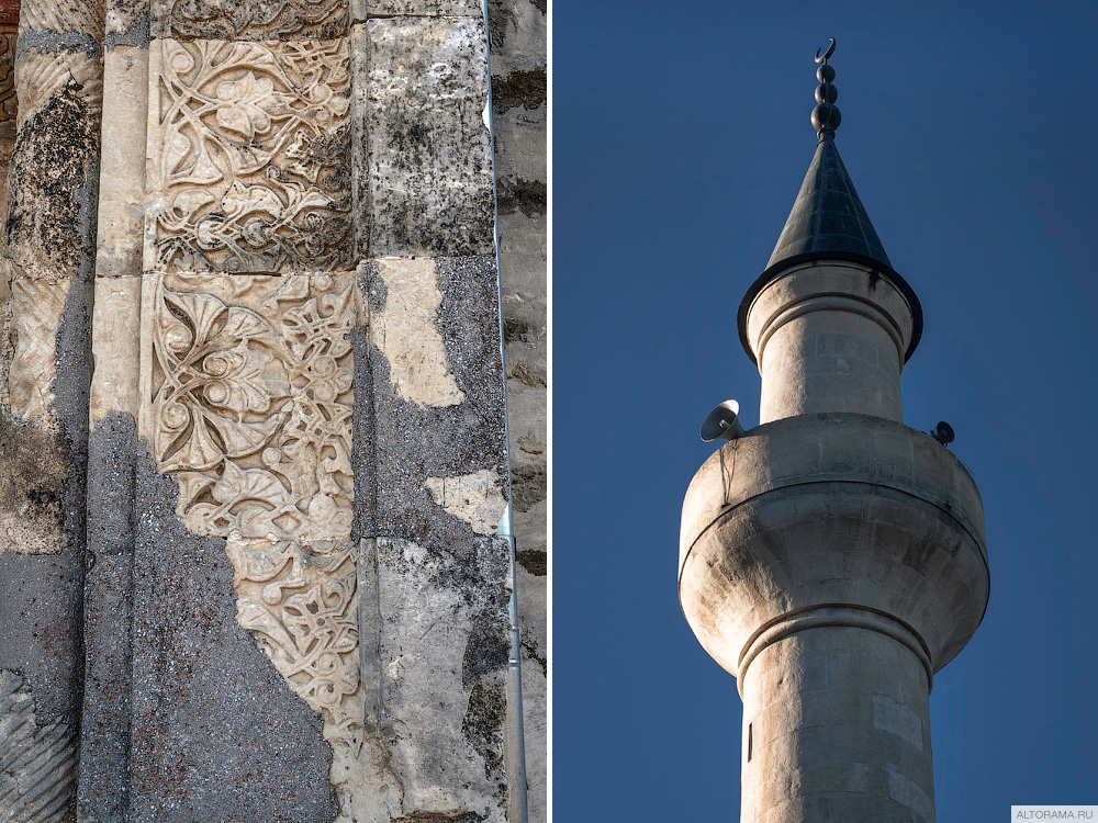 Минарет мечети Узбека и часть богато украшенного фасада